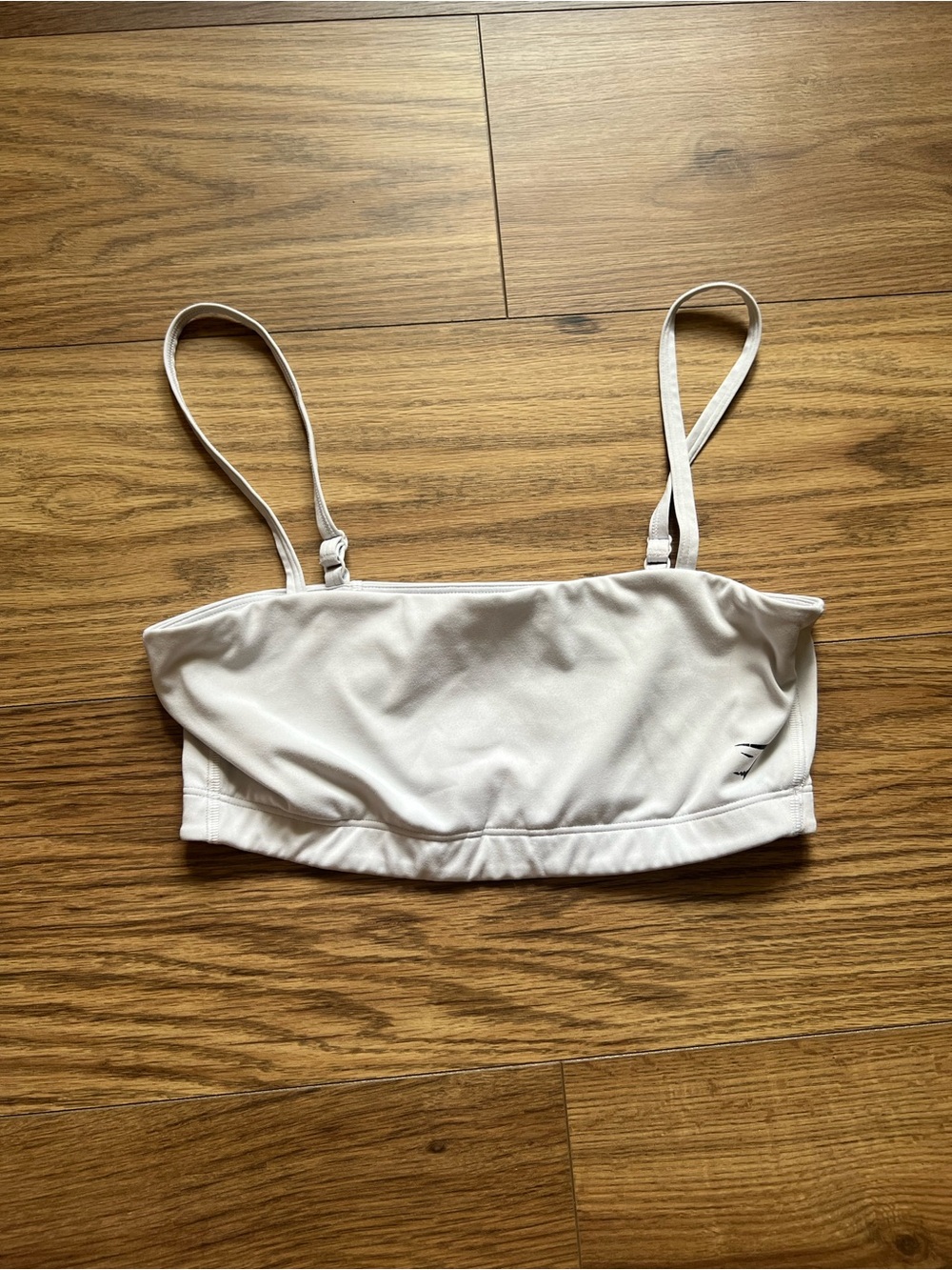 Gymshark White Bandeau Sports Bra Adjustable Straps Light Support Workout